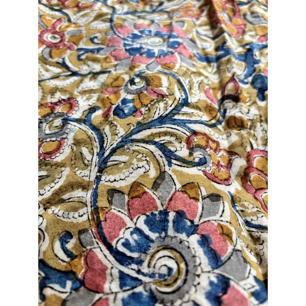 Boho India Cotton Floral Block Print Wrap Skirt Maxi Peasant White Lotus Style - Picture 8 of 9
